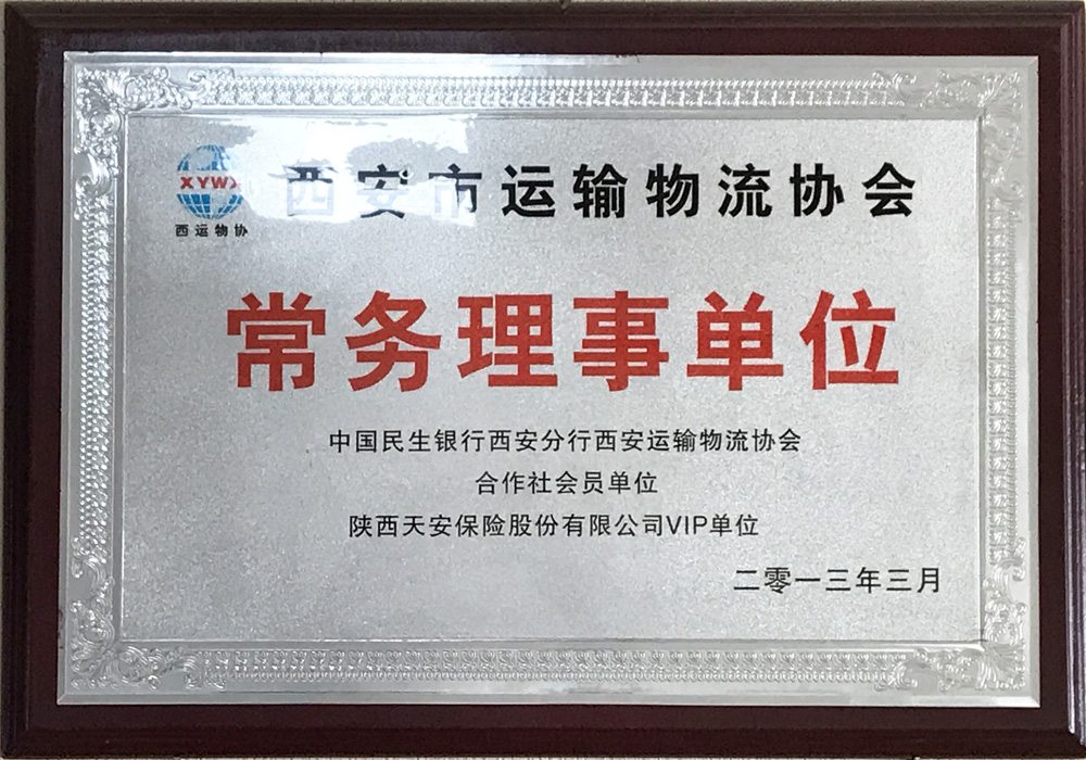 西安市運輸物流協(xié)會常務(wù)理事單位